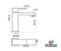 MEDIDAS MONOMANDO LAVABO CAT BORRAS